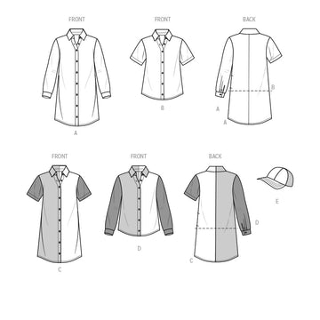 Simplicity Girls' Shirtdresses, Shirts and Hat S9763 - Sewing Pattern