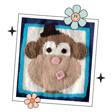 Rascal, Kids Monkey Motif Jumper, Fun Monkey Sweater Knitting Pattern