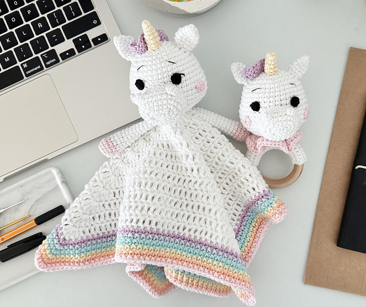 Unicorn Baby Lovey Blanket & Rattle Crochet Pattern PDF – Cute Stuffed Toy Tutorial