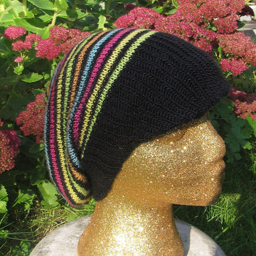 Silk Stripey Peak Slouch Hat
