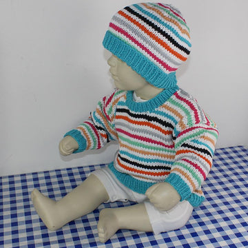 Baby Summer Stripe Sweater and Beanie
