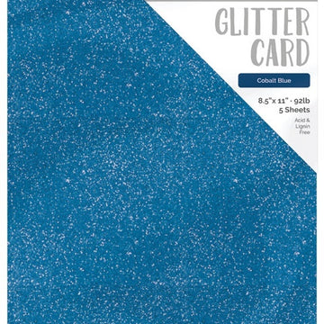 Tonic Studios Craft Perfect Glitter Cardstock 8.5"X11" 5/Pkg - Cobalt Blue