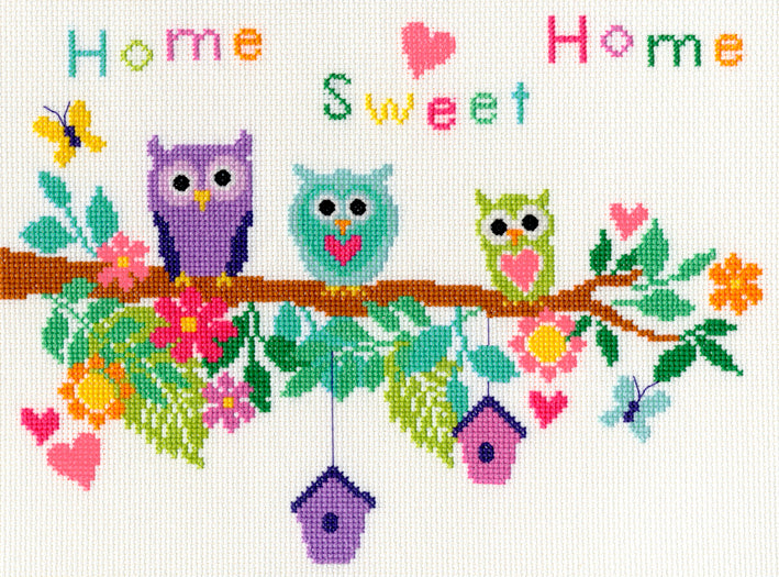 Bothy Threads Owl Bouquet Cross Stitch Kit - 28cm x 31cm