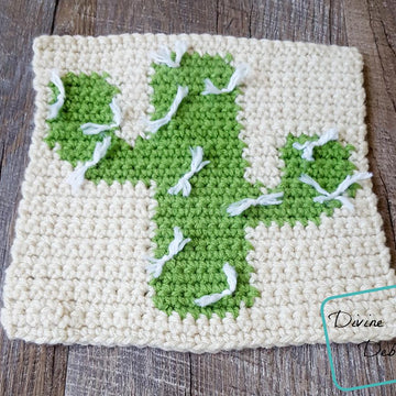 8" Tapestry Cactus Afghan Square