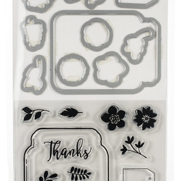 Hampton Art Jillibean Soup Shaker Clear Stamps & Die Set - Mason Jar