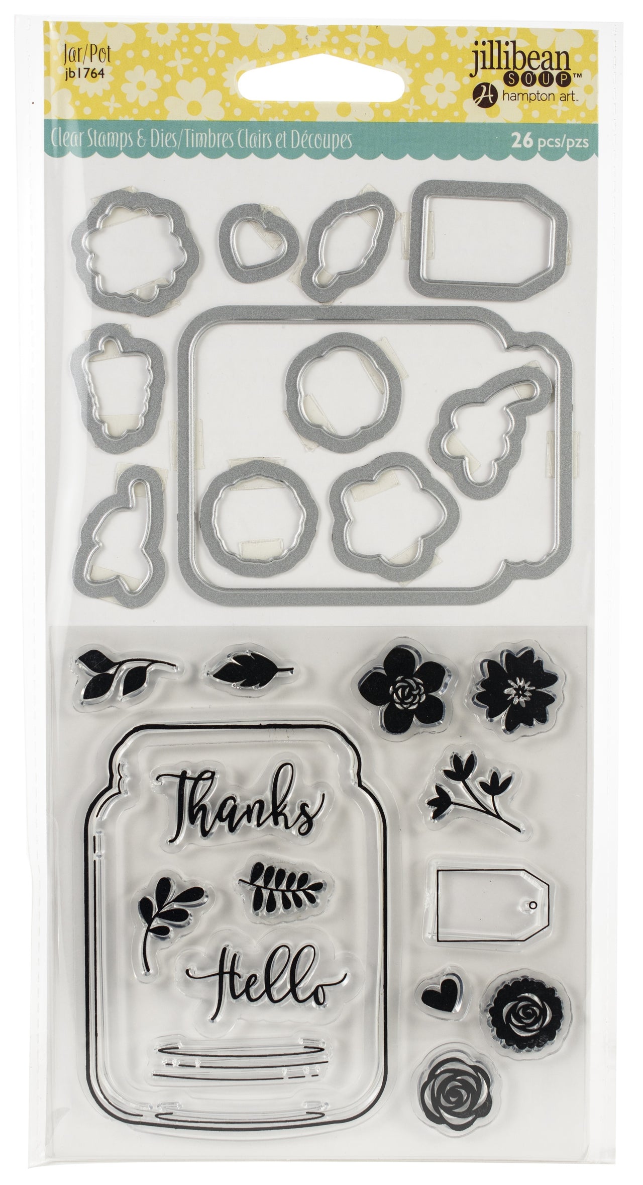 Hampton Art Jillibean Soup Shaker Clear Stamps & Die Set - Mason Jar