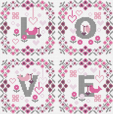 Riverdrift House Love Squares Cross Stitch Kit - 21cm x 21cm