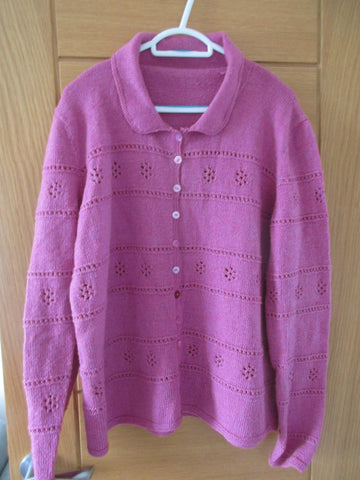 Eyelet Flower Collared  Cardigan