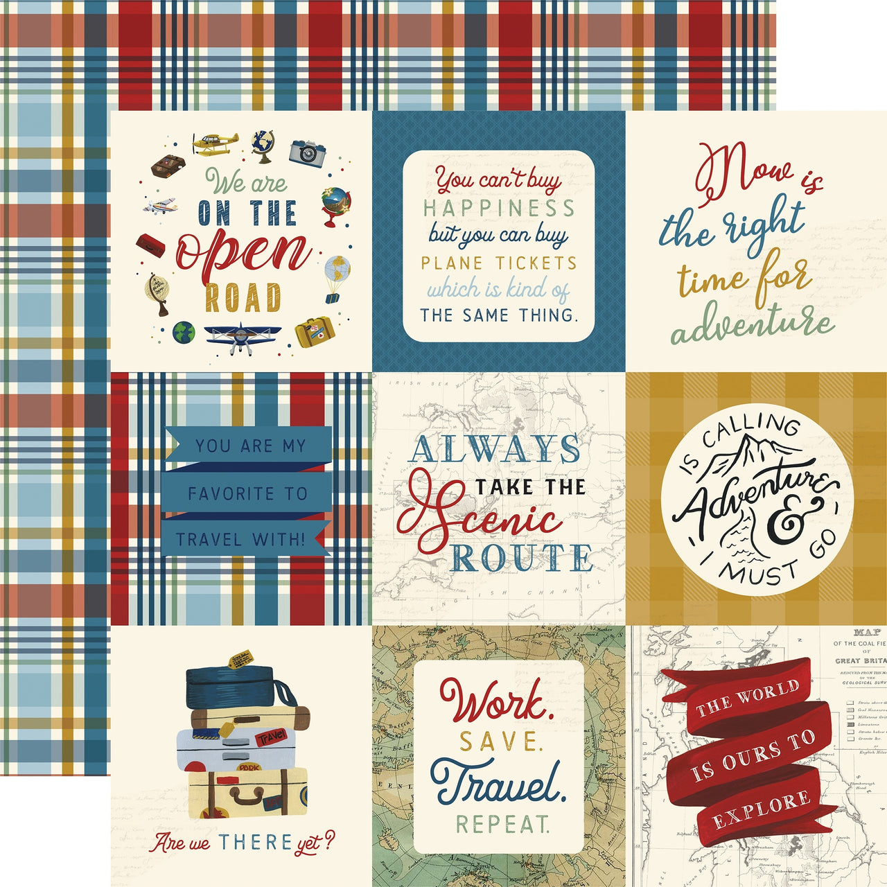 Echo Park Paper Scenic Route Double-Sided Cardstock 12"X12" 25/Pkg - 4"X4" Journaling Cards