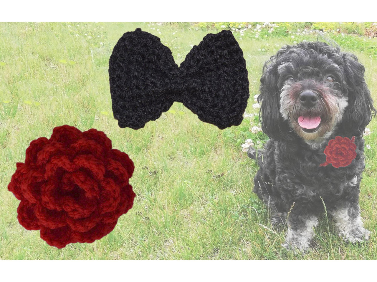 Häkelanleitung Fliege oder Rose am Band für Deinen Hund ♥