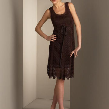 Vintage-Inspired Sleeveless Lace Dress with Ribbon Waist