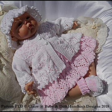 Leaves and Bobbles Dress Set 16-22” doll or preemie-3m+ baby