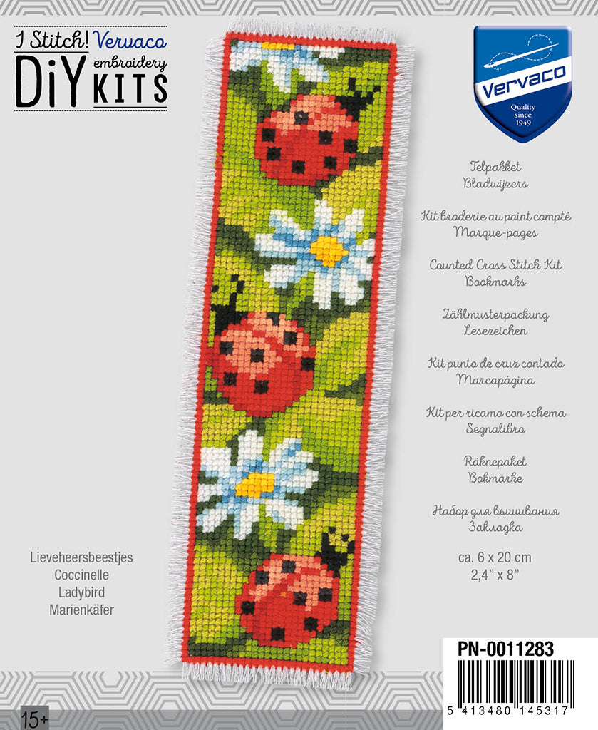 Vervaco Ladybirds and Daisies Bookmark Cross Stitch Kit - 6cm x 20cm
