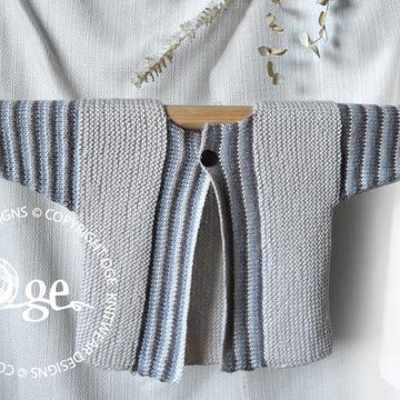Baby sideways knit cardigan with stripe pattern - P066