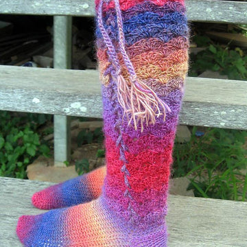 Rainbows and Laces, crochet socks