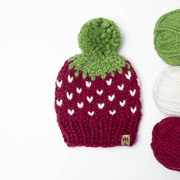 Strawberry Pompom Hat Chunky Baby Children Women