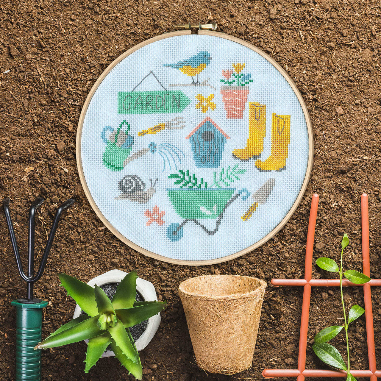 Bothy Threads Garden Cross Stitch Kit - 17.5cm circle