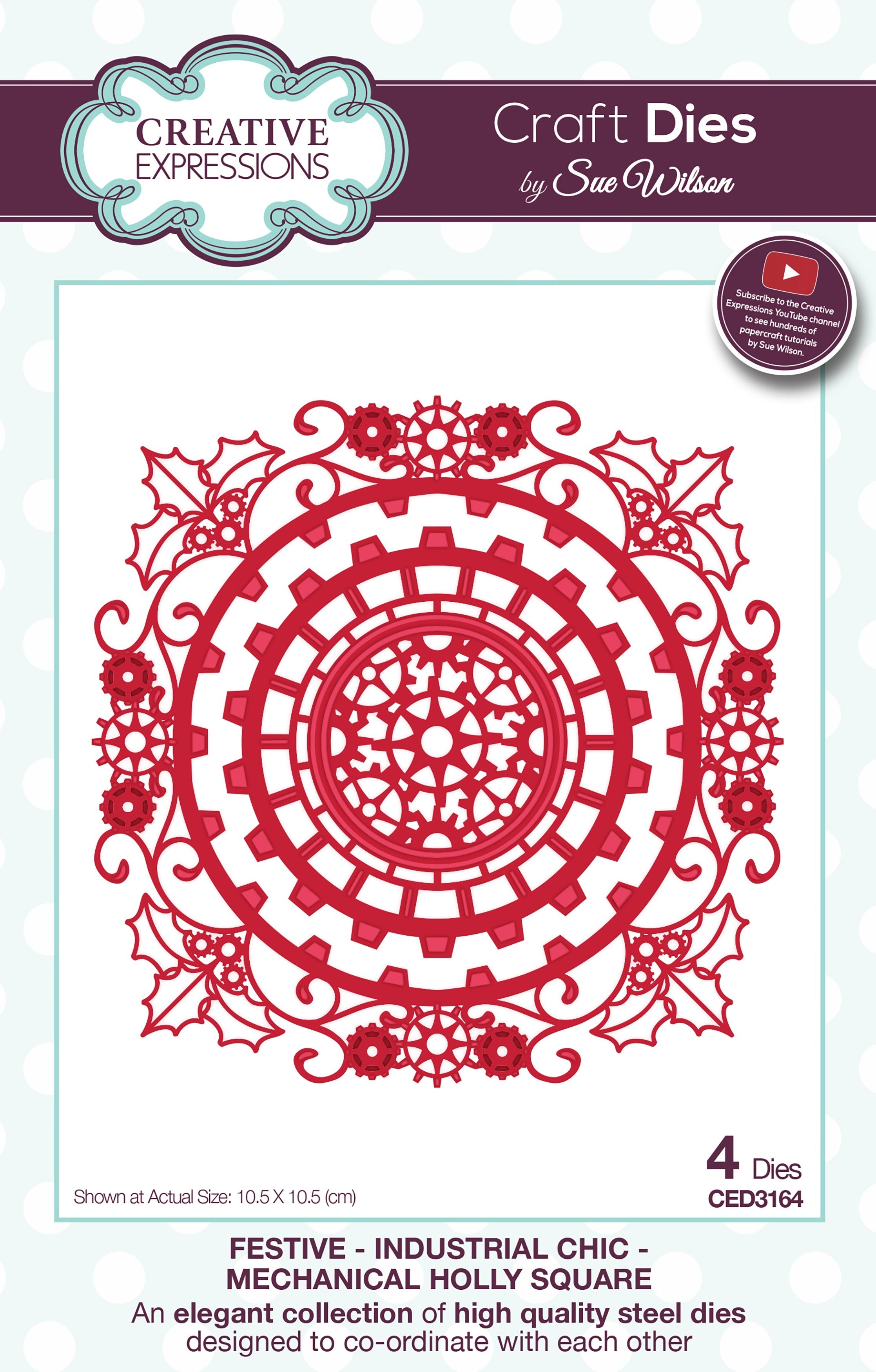 Creative Expressions Festive Craft Dies By Sue Wilson - Industrial Chic-Mechanical Holly