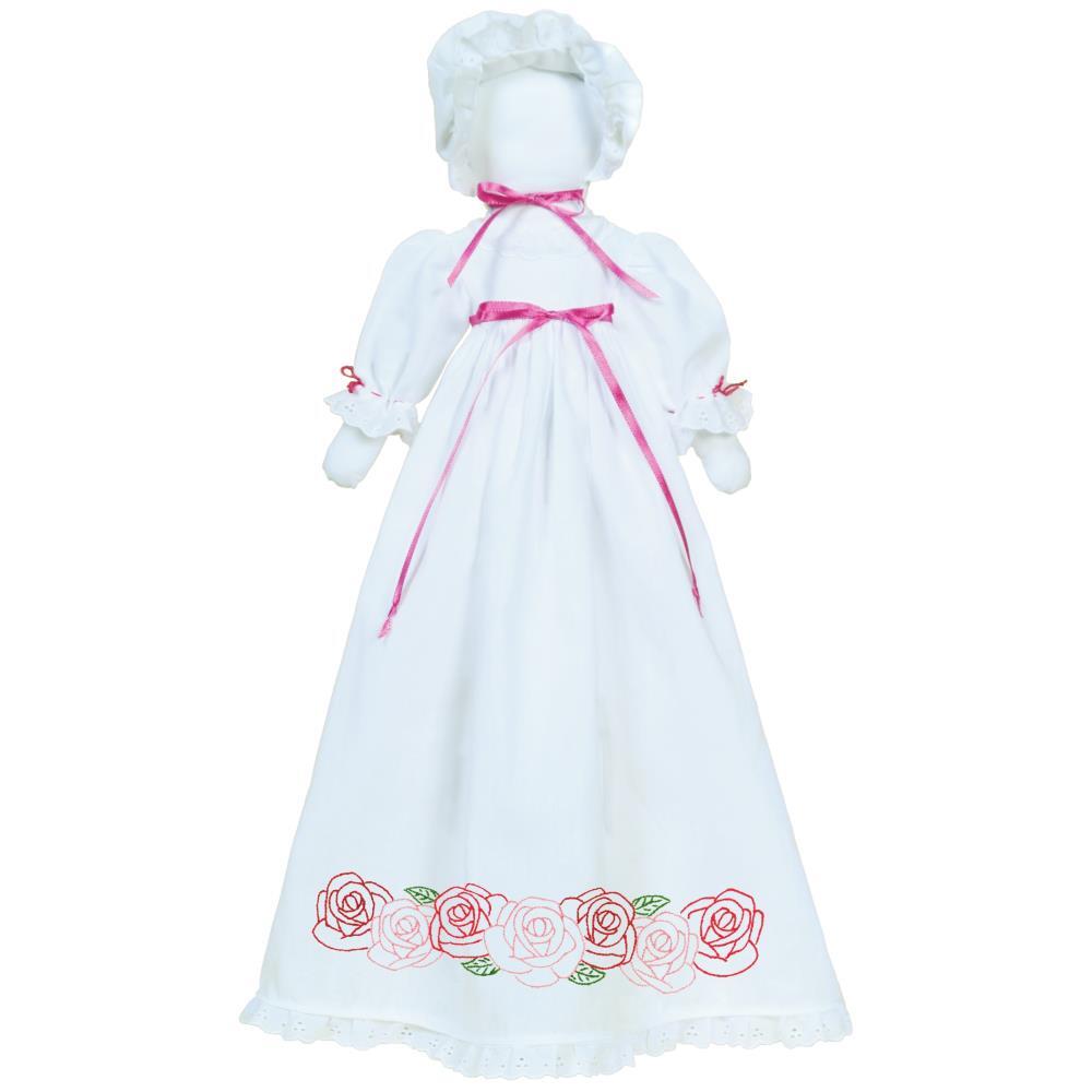 Jack Dempsey Stamped White Pillowcase Doll Kit - Rose Garden