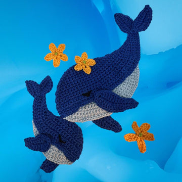 Whale and baby crochet applique pattern