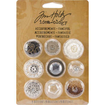 Advantus Idea-Ology Accoutrements Buttons 9/Pkg - Fanciful .626" To 1"