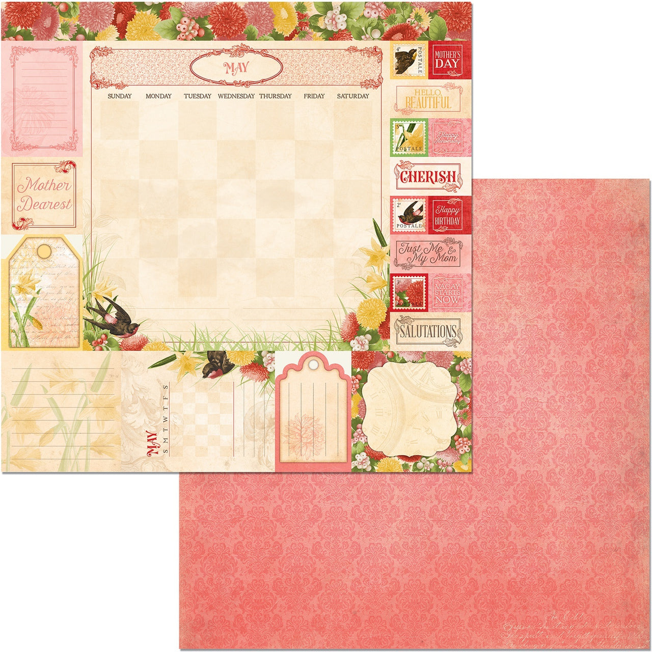 American Crafts Time & Place Double-Sided Cardstock 12"X12" 25/Pkg - May