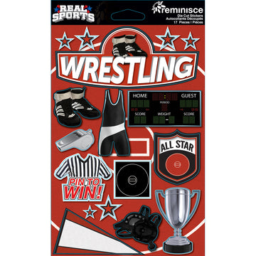 Reminisce Real Sports Cardstock Stickers 6"X4.5" - Wrestling