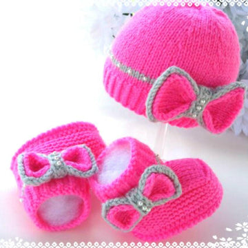Baby Girl Baby Booties and Baby Hat Pattern English