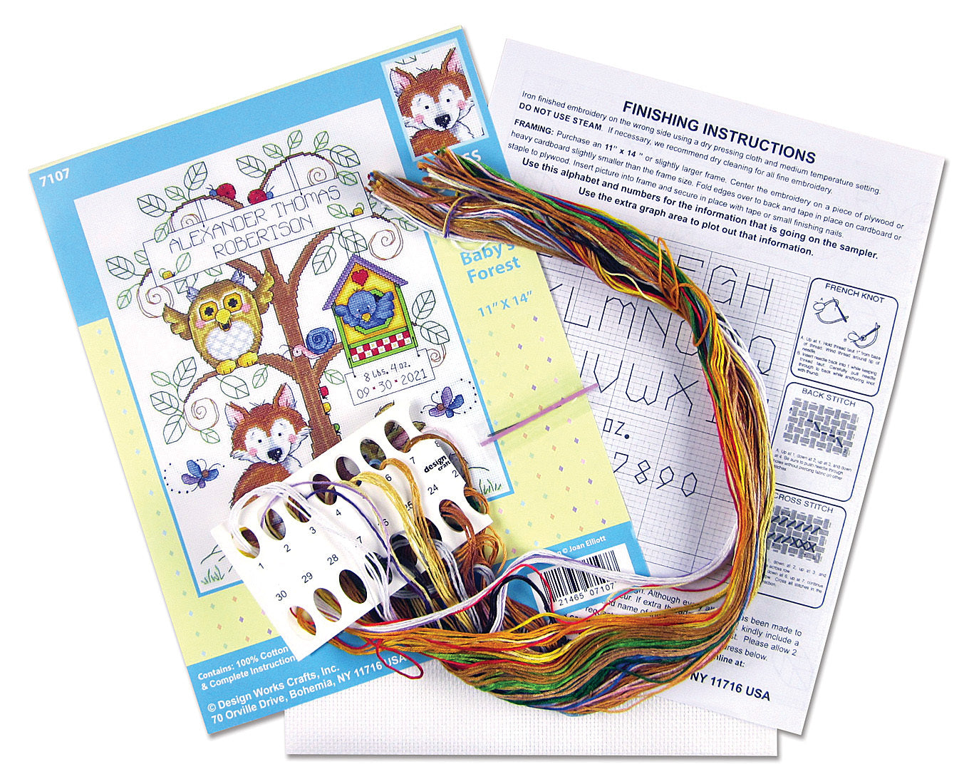 Design Works Baby's Forest Sampler Cross Stitch Kit - 11 x 14 Sampler