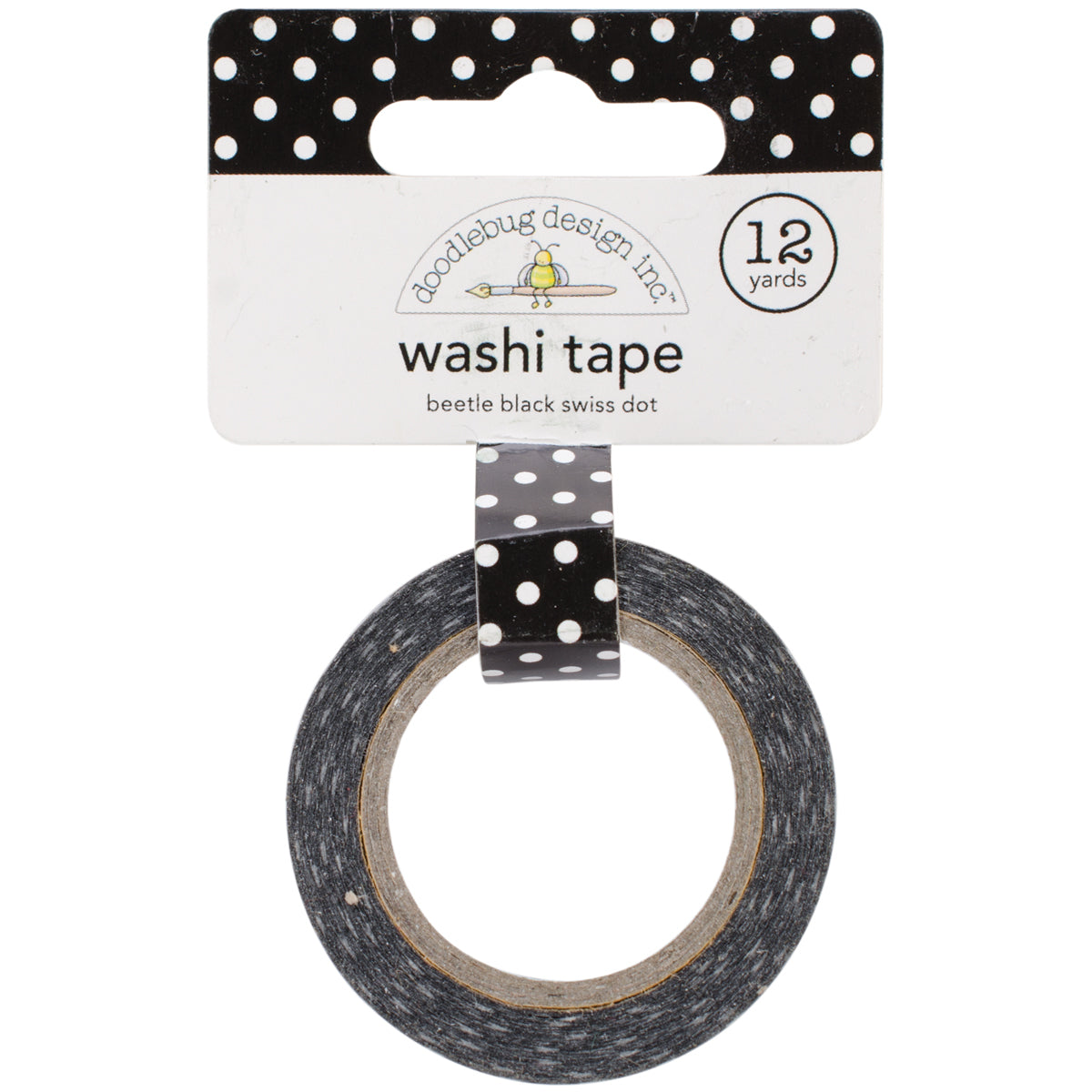 Doodlebug Washi Tape 15mmX12yd - Beetle Black Swiss Dot