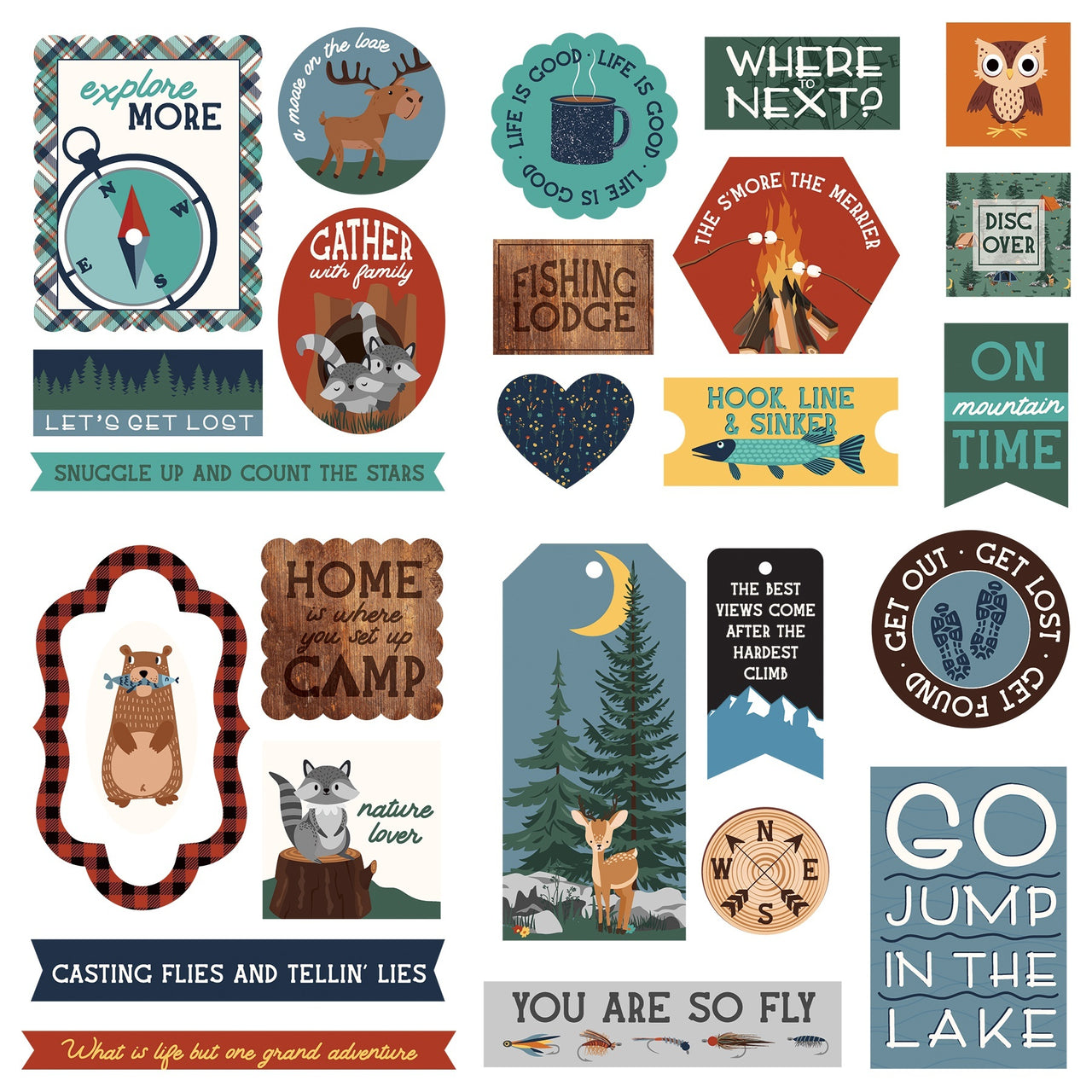 Photoplay Paper Camp Happy Bear Ephemera Cardstock Die-Cuts - 622099