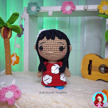 🌺 Lilo-Inspired Amigurumi Pattern (Red Dress) – Digital PDF 🧶