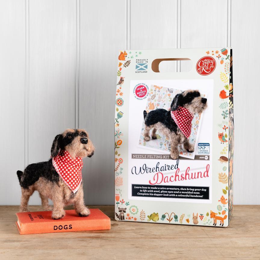 The Crafty Kit Company Miniature Wirehaired Dachshund Needle Felting Kit - 190 x 290 x 94mm