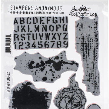 Stampers Anonymous Tim Holtz Cling Stamps 7"X8.5" - Grunged