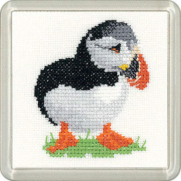 Heritage Puffin Coaster Cross Stitch Kit - CFPF1479