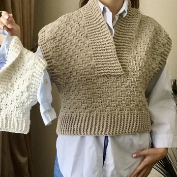 Harmony Basketweave Shawl Collar Vest N 634