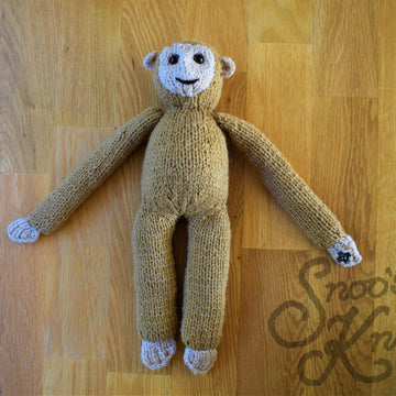 Hanging Monkey Chimpanzee Toy Two Sizes Knitting Pattern Snoo's Knits – Pattern Only