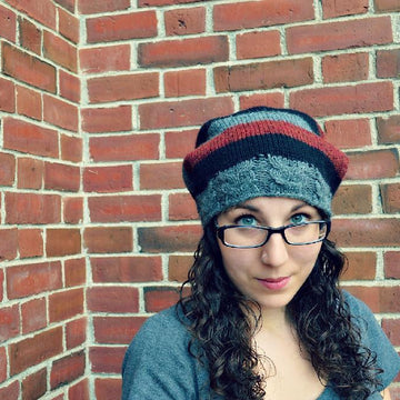 Owl Rib Slouchy Striped Beanie