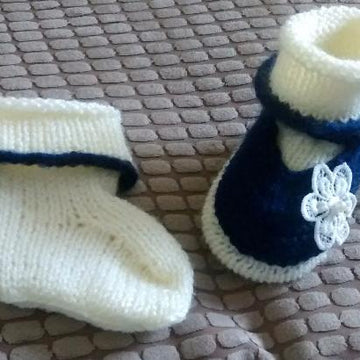 Navy Cream Mary Janes with Matching Socks 0-3mths