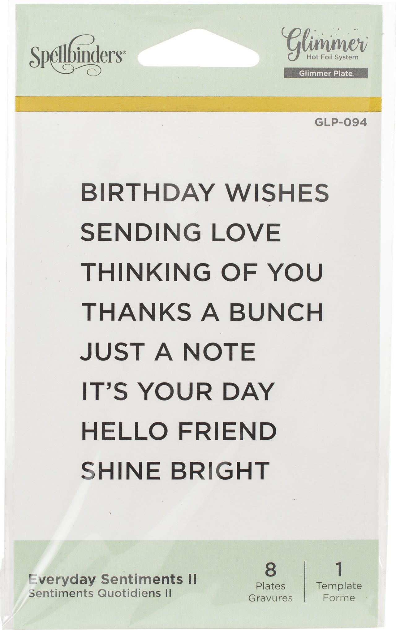 Spellbinders Glimmer Hot Foil Plate - Everyday Sentiments II