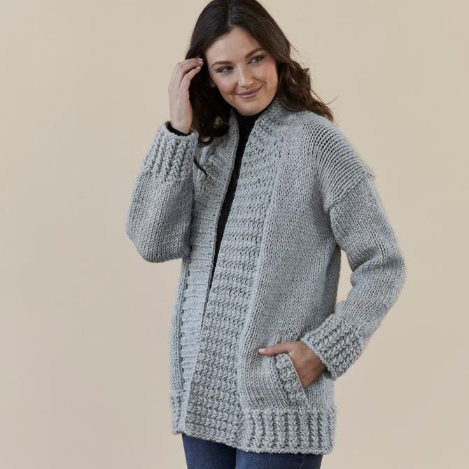 Westcliff Cardigan - Knitting Pattern for Women in Tahki Yarns Superwash Merino Bulky