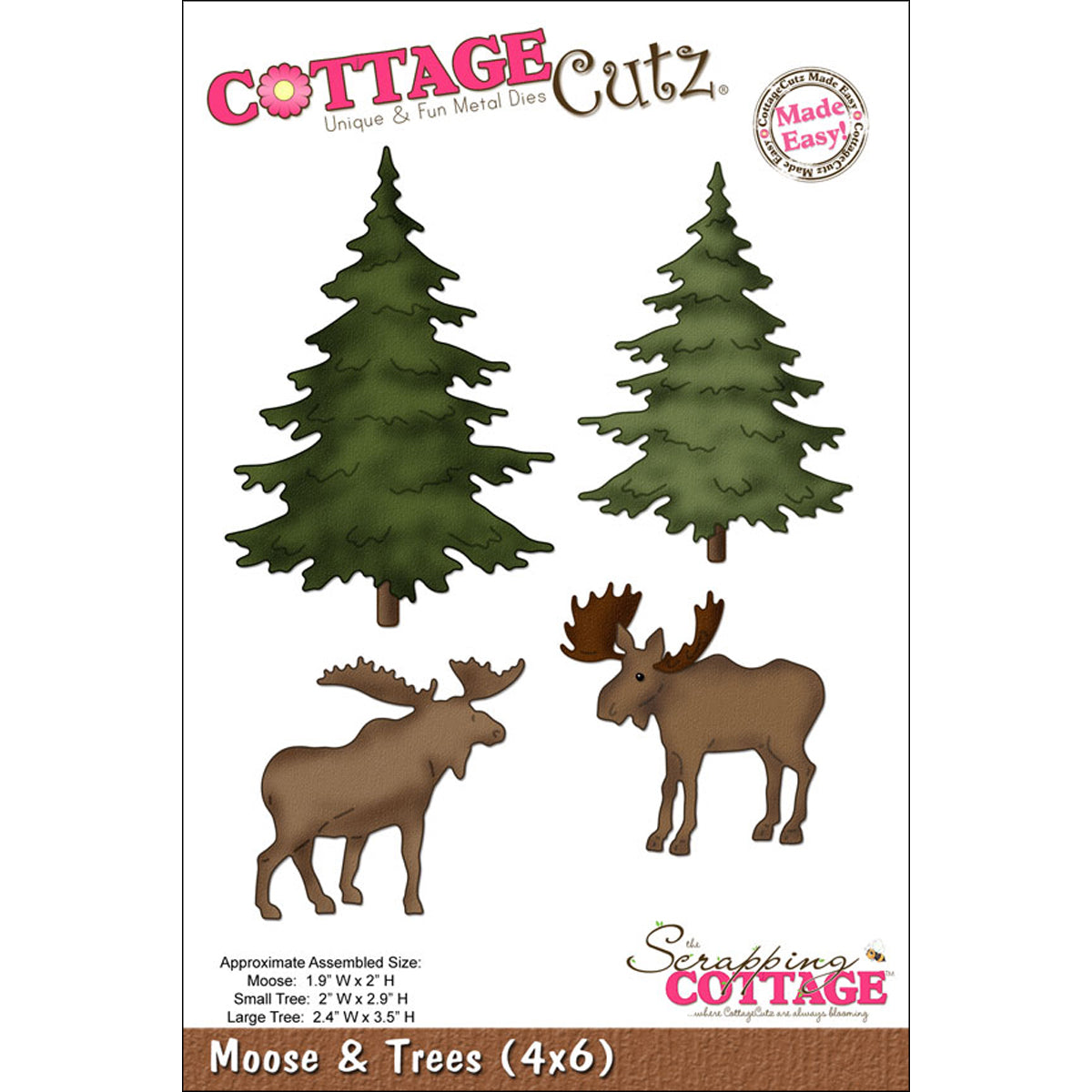 CottageCutz Dies - Moose & Trees 1.9"X2" To 2.4"X3.5"