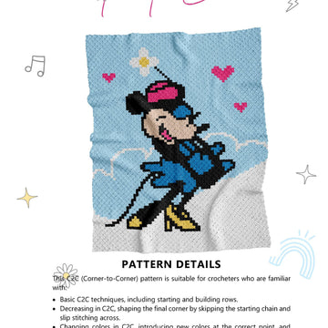 Crochet eBook "Mouse Romance" - set of 2 kids blankets C2C corner to corner pattern - Mickey & Minnie Mouses in love