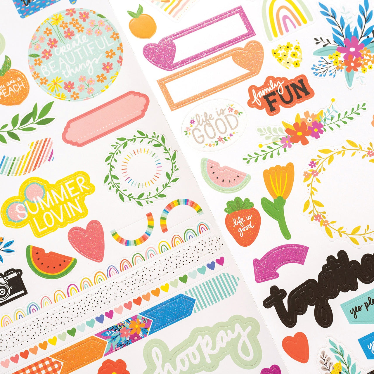 American Crafts Amy Tan Picnic In The Park Cardstock Stickers 77/Pkg - W/Glitter Accents