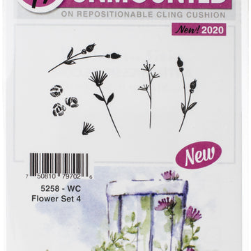 Art Impressions Watercolor Cling Rubber Stamps - WC Flower Set 4