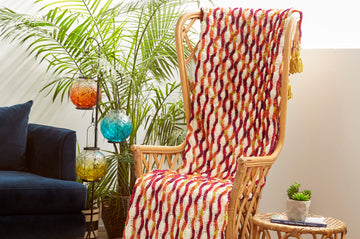 Trellis & Tassels Knit Afghan in Bernat Blanket - Downloadable PDF