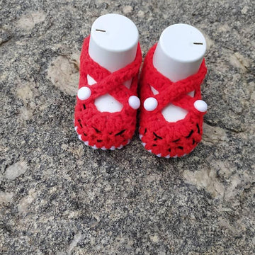 Criss-cross booties worked flat