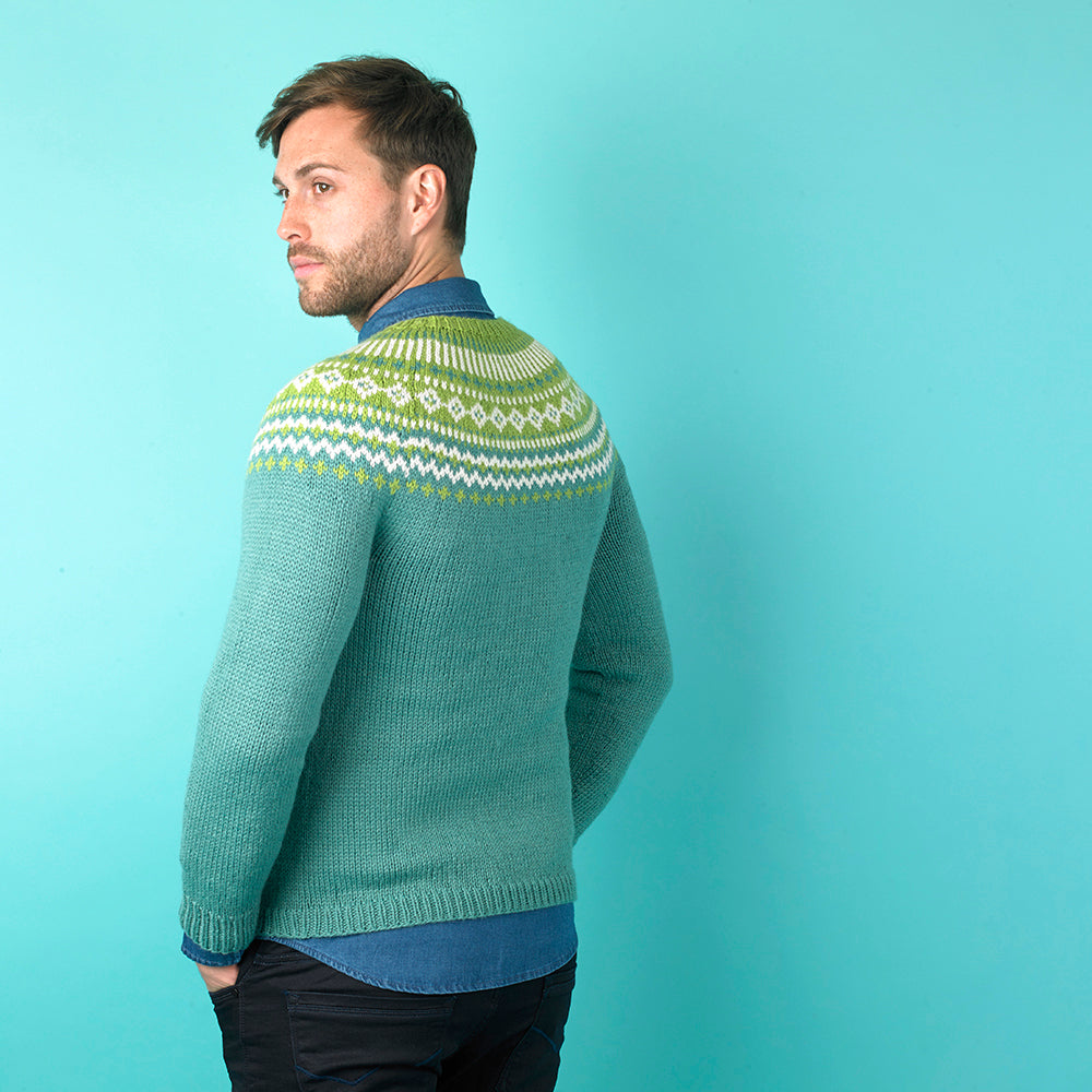 Forest Fairisle Yoke Jumper - Free Knitting Pattern For Men in Paintbox Yarns Wool Mix Aran