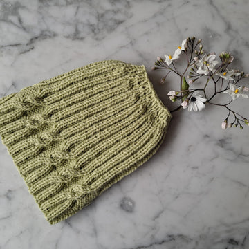 Simple Cable Messy Bun Hat