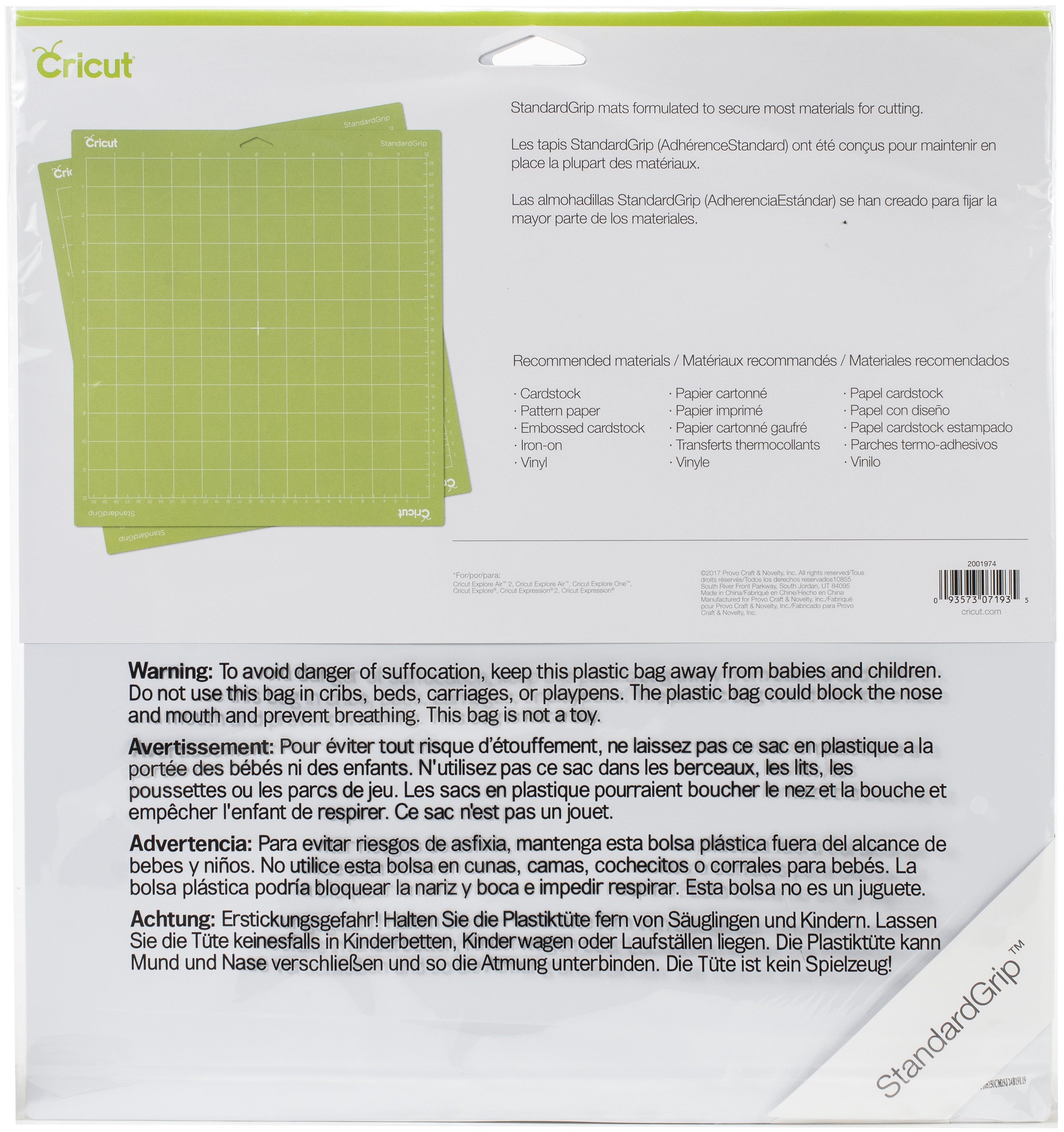 Cricut Cutting Mats 12"X12" 2/Pkg - StandardGrip